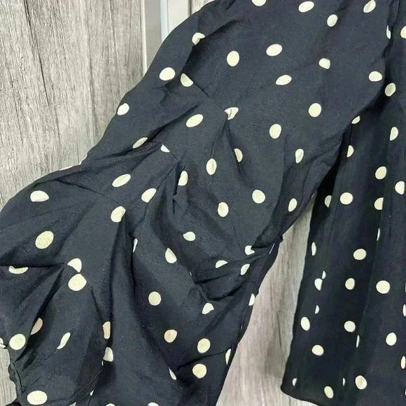 Lovers + Friends Top Sz S Off The Shoulder Polka Dot Bubble Balloon Sleeve - Picture 13 of 13